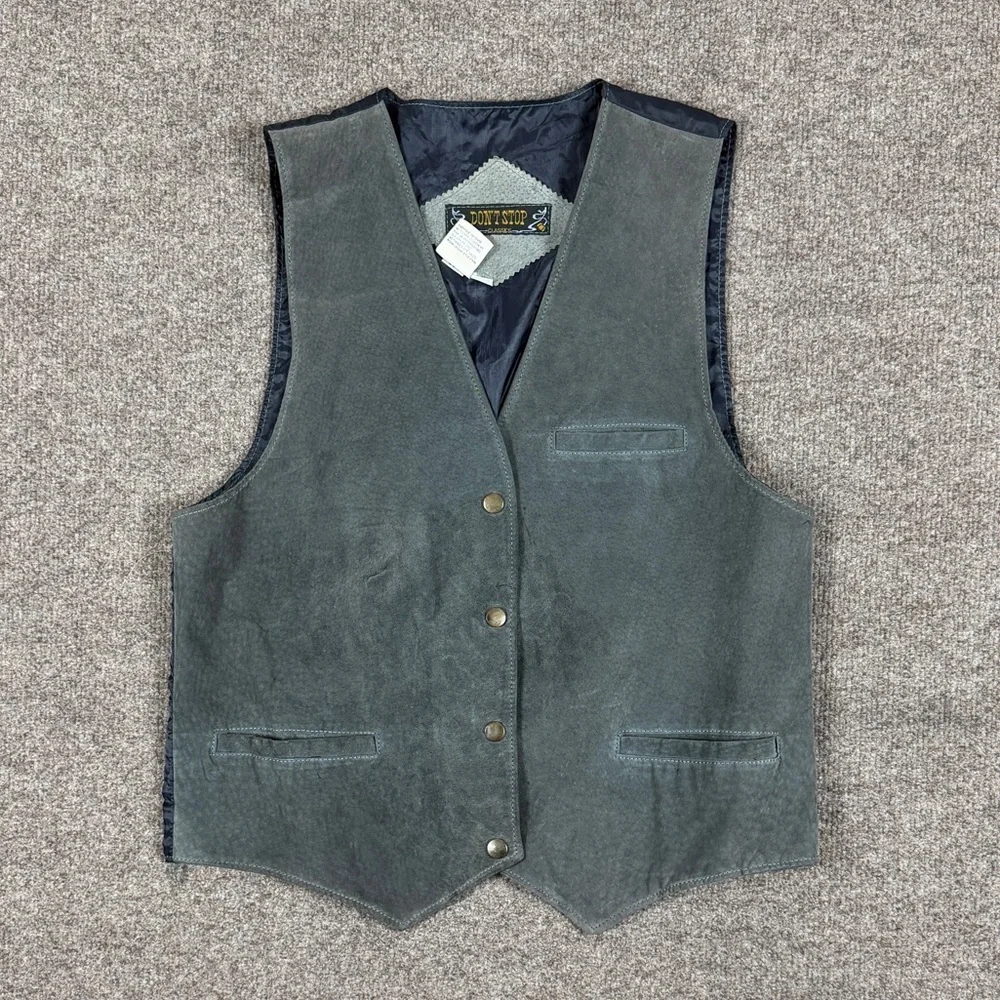 Vintage Grey Suede Vest Women’s L Western Rancher Southwest‎ Boho Retro Cowgirl
